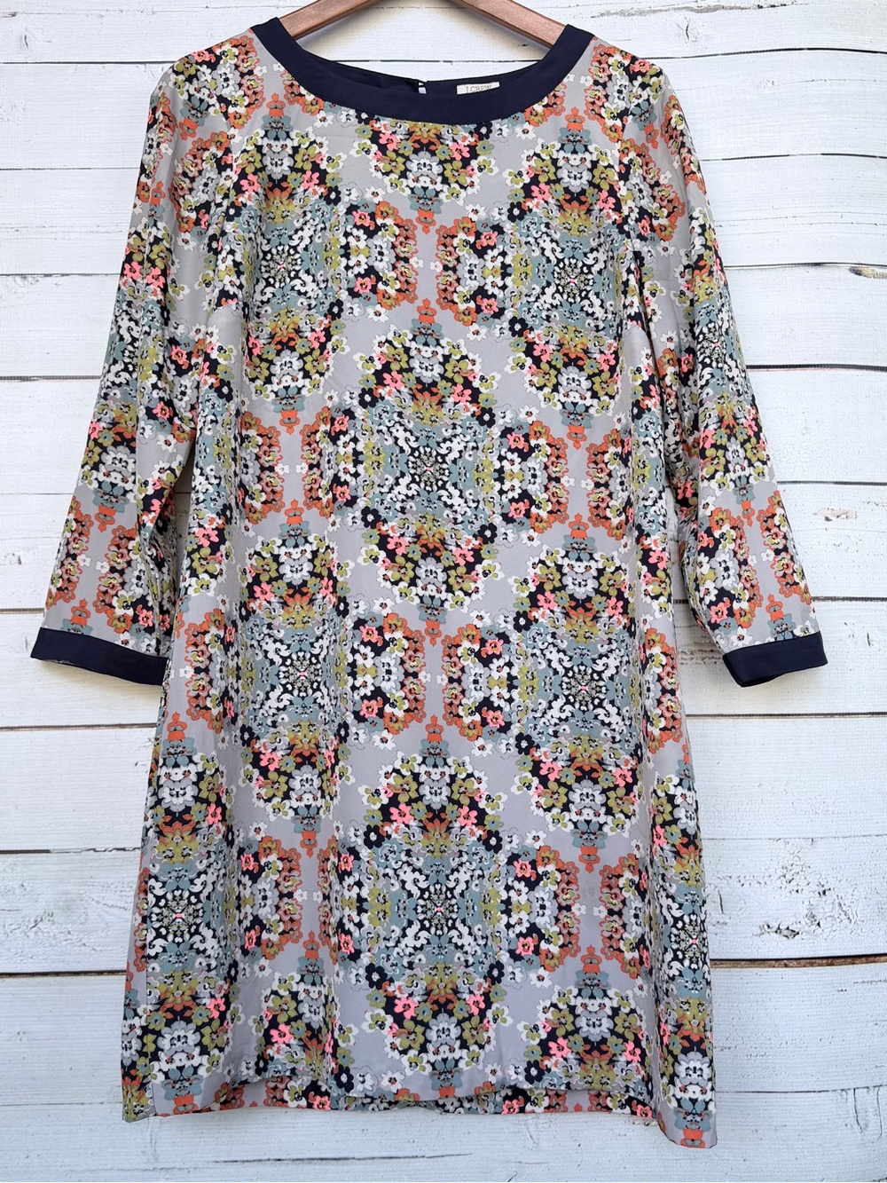 J. Crew Kaleidoscope Floral Mosaic Shift Dress Size 8 - Picture 2 of 5